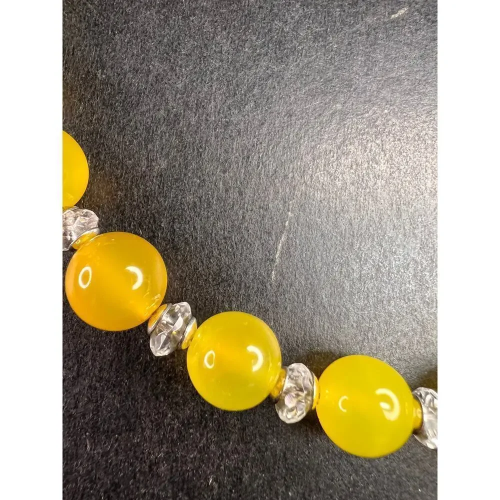 NEW Yellow chalcedony and quartz Sterling silver necklace